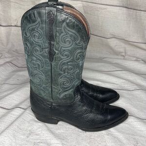 Denver Mountain Men’s 10.5 Black Pointed Toe Leather Green Boots